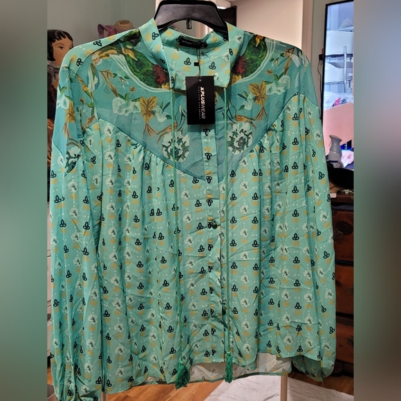 X Plus Wear | Tops | X Plus Wear Size 3xl Lite Green Multi Pattern ...